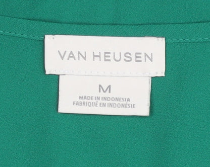 Van Heusen Womens Green Blouse Medium 3/4 Sleeve Bell Tunic Top