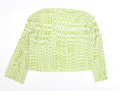 Monki Women’s Green Check Blouse Size M Long Sleeve Tunic Top