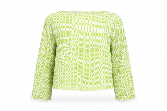 Monki Women’s Green Check Blouse Size M Long Sleeve Tunic Top