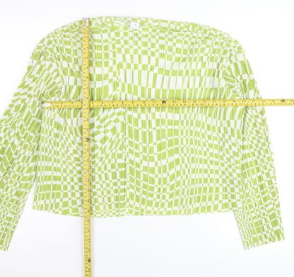 Monki Women’s Green Check Blouse Size M Long Sleeve Tunic Top