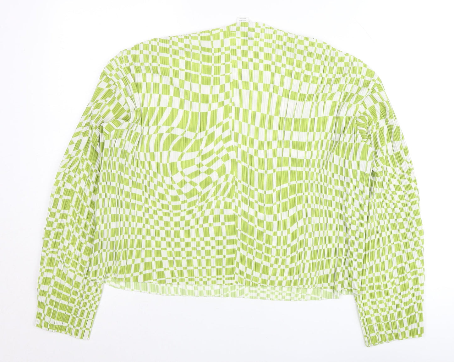 Monki Women’s Green Check Blouse Size M Long Sleeve Tunic Top