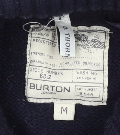 Burton Men's Blue Fair Isle Wool Blend Shawl Pullover Jumper M