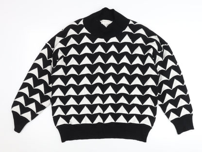 Apricot Women’s Black White Roll Neck Geometric Jumper UK 14