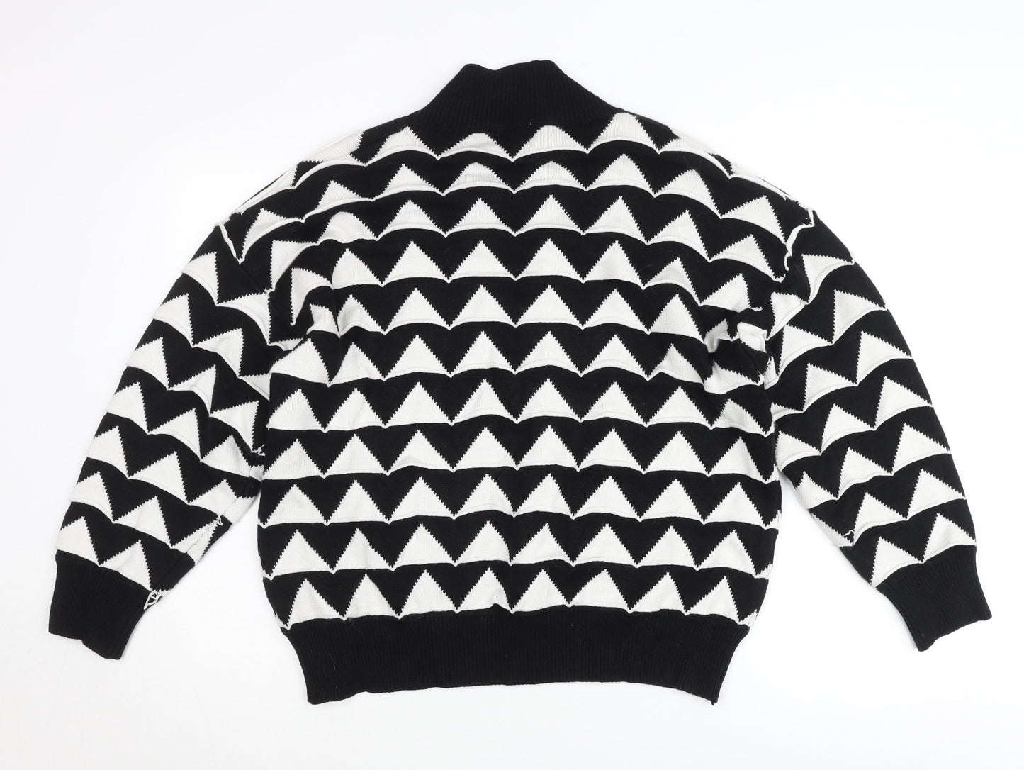 Apricot Women’s Black White Roll Neck Geometric Jumper UK 14