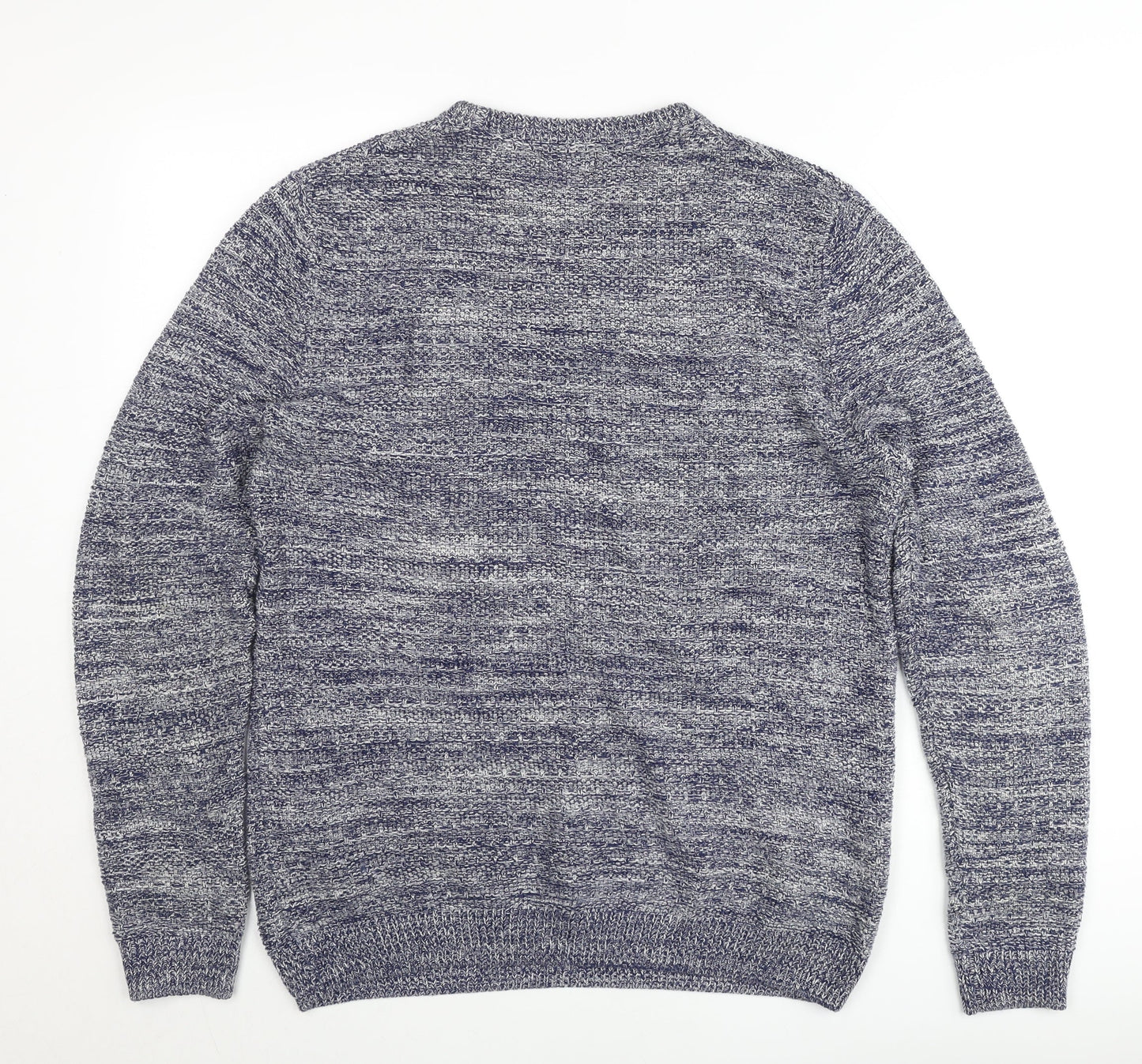 Zara Man Mens Blue Knit Crew Neck Pullover Jumper Size M