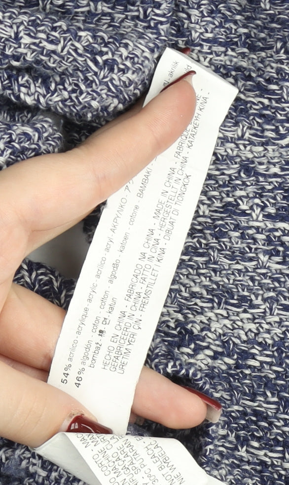 Zara Man Mens Blue Knit Crew Neck Pullover Jumper Size M