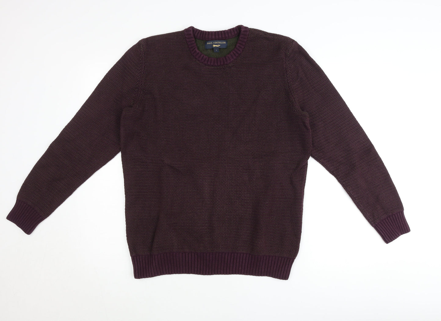 Paul Costelloe Men’s Purple Cotton Knit Jumper Size L