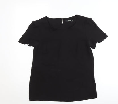 Oasis Womens Black Blouse Size 8 Short Sleeve Scoop Neck