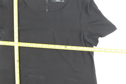 Oasis Womens Black Blouse Size 8 Short Sleeve Scoop Neck