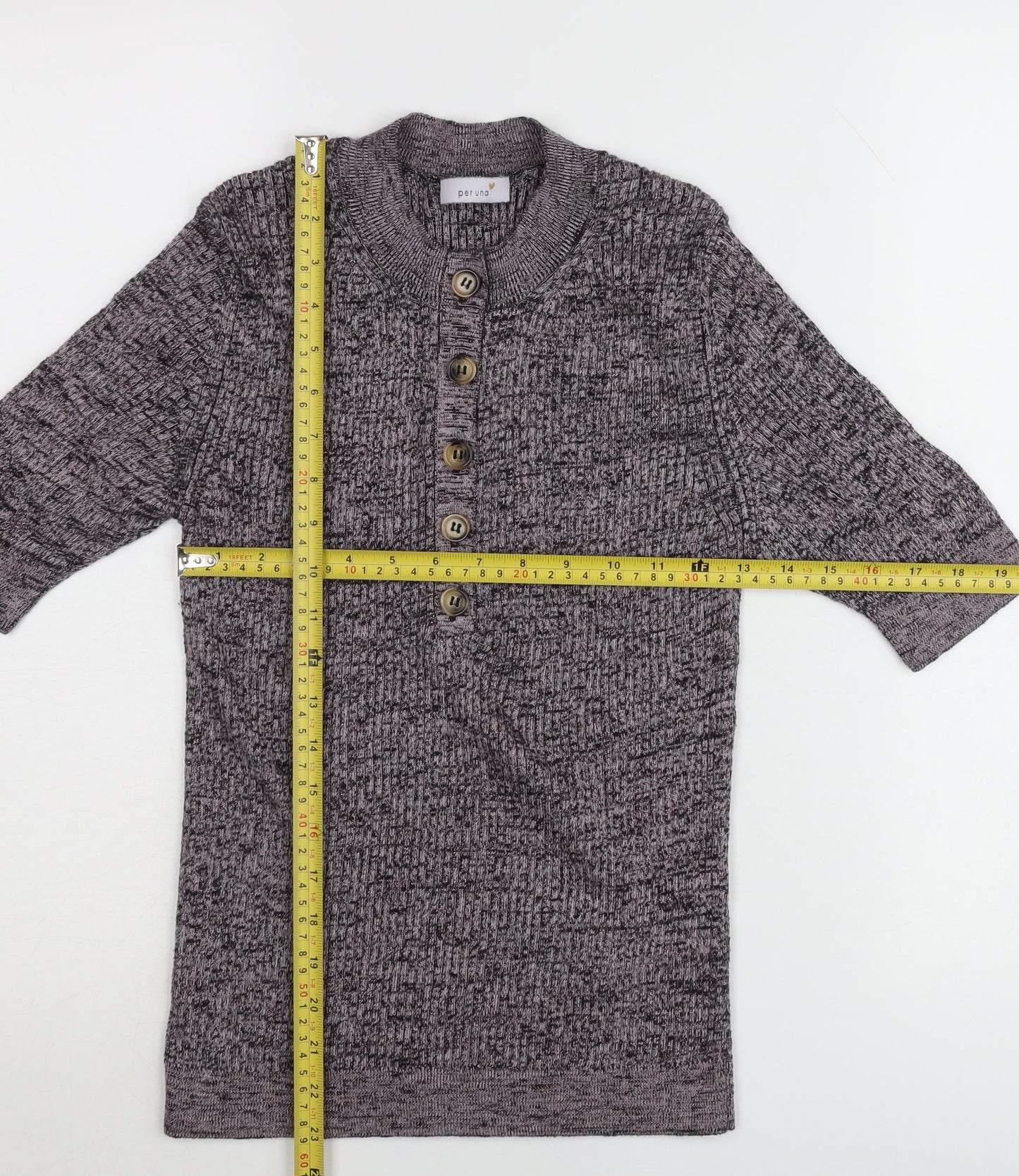 Marks and Spencer Per Una Women Purple Knit Button-Up Top Size 10