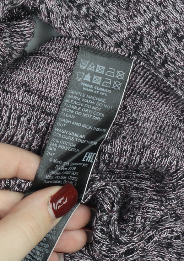 Marks and Spencer Per Una Women Purple Knit Button-Up Top Size 10