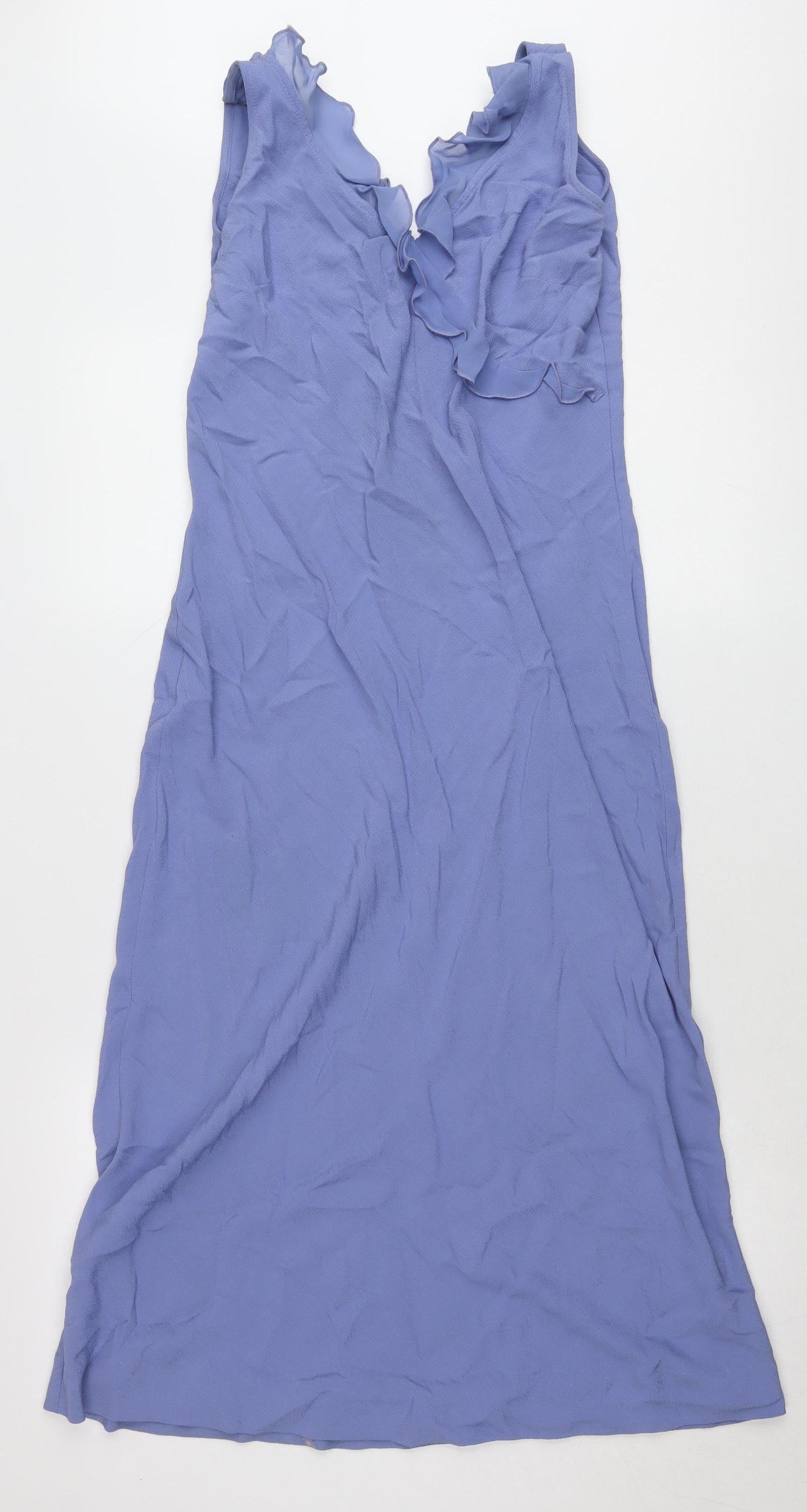 Dorothy Perkins Women’s Purple Midi Slip Dress Size 12 Ruffle V-Neck