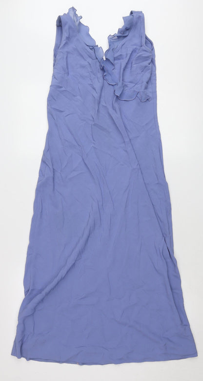 Dorothy Perkins Women’s Purple Midi Slip Dress Size 12 Ruffle V-Neck
