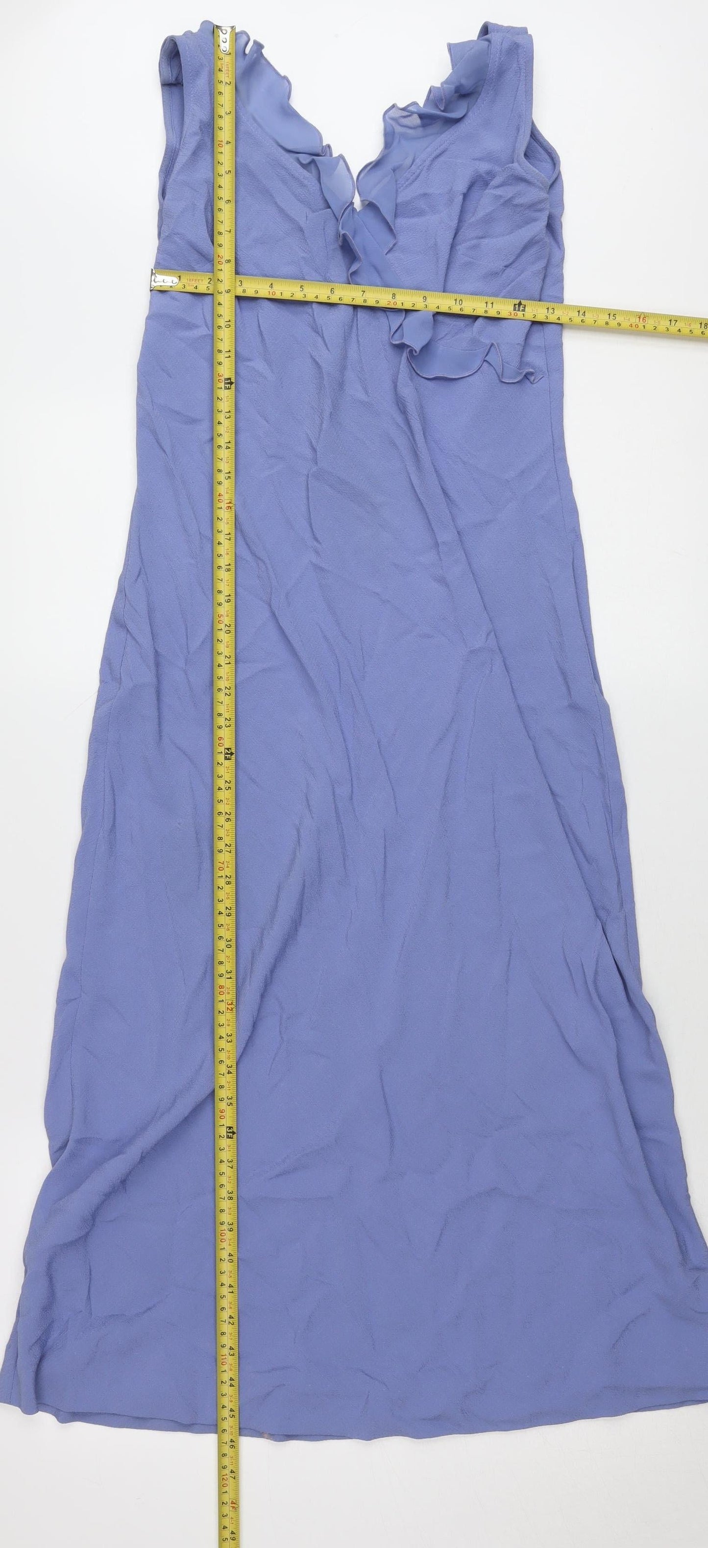 Dorothy Perkins Women’s Purple Midi Slip Dress Size 12 Ruffle V-Neck