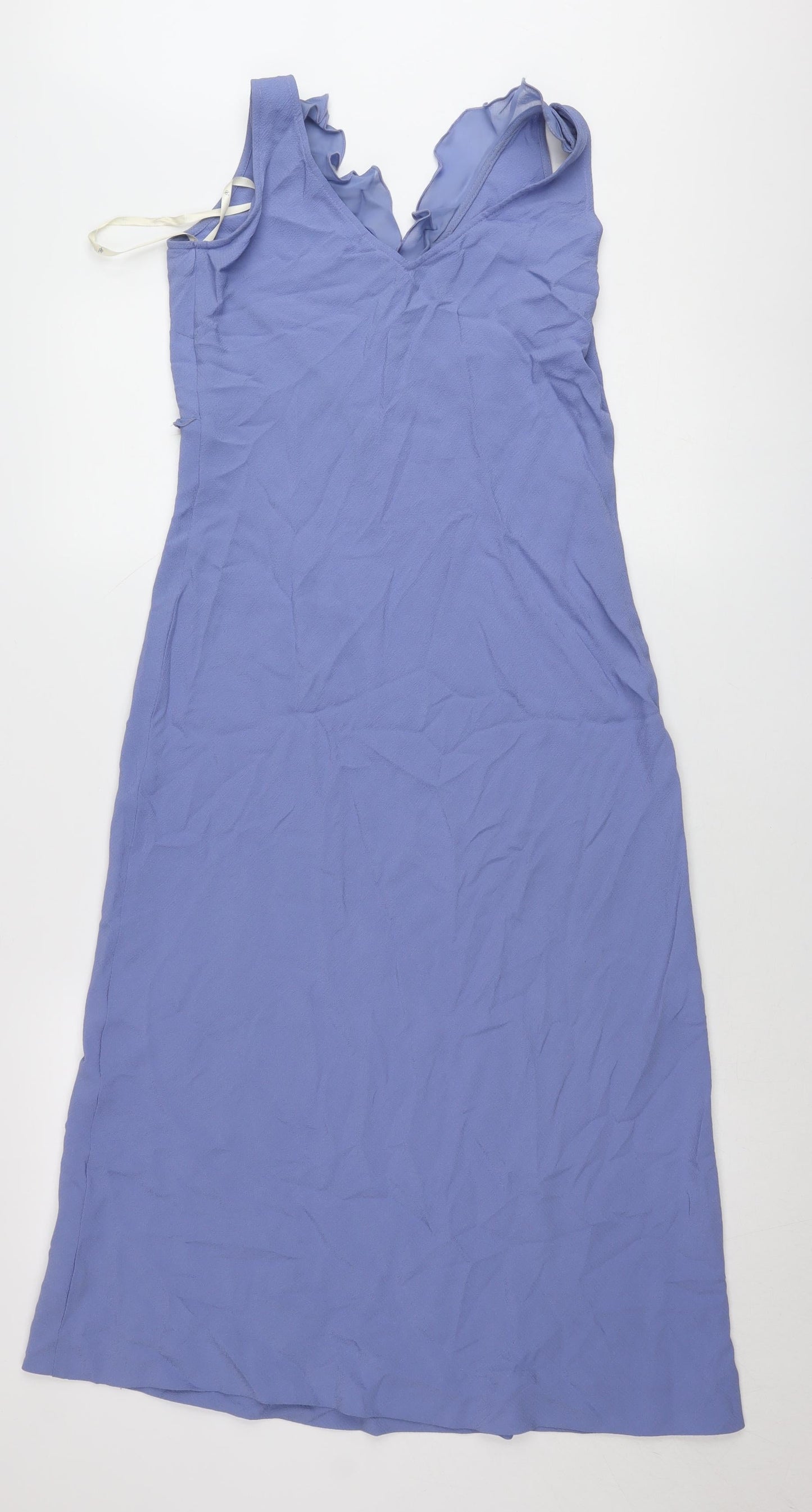 Dorothy Perkins Women’s Purple Midi Slip Dress Size 12 Ruffle V-Neck