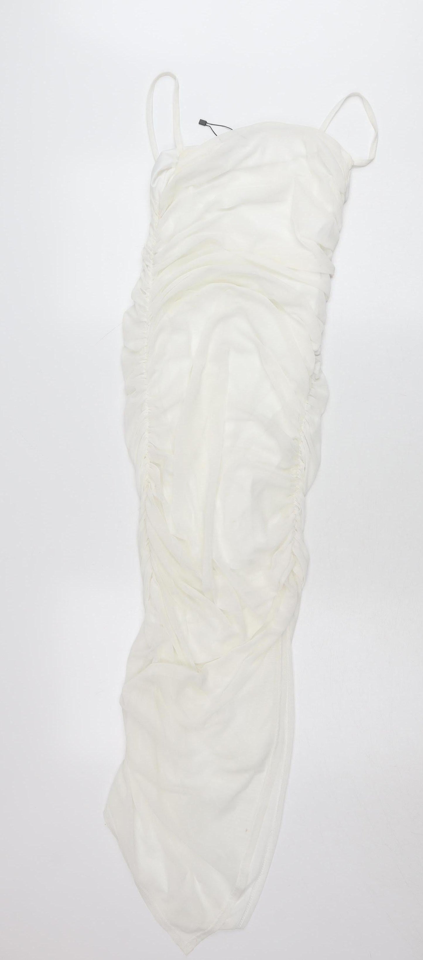 Femme Luxe Women’s White Size 8 Midi Ruched Bodycon Dress