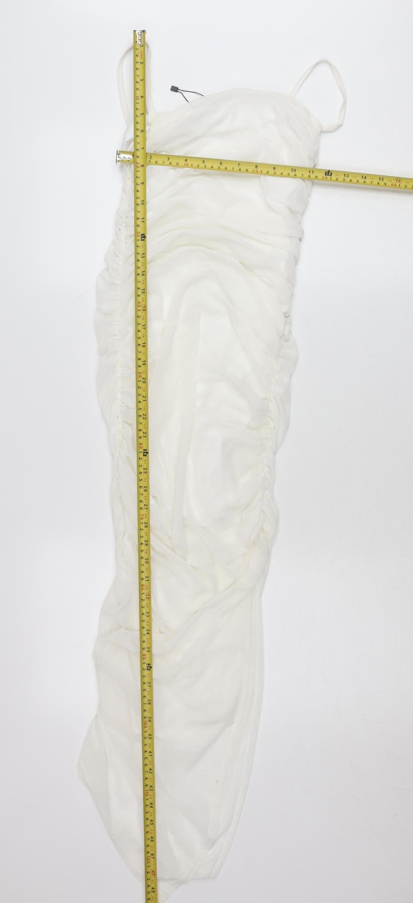 Femme Luxe Women’s White Size 8 Midi Ruched Bodycon Dress