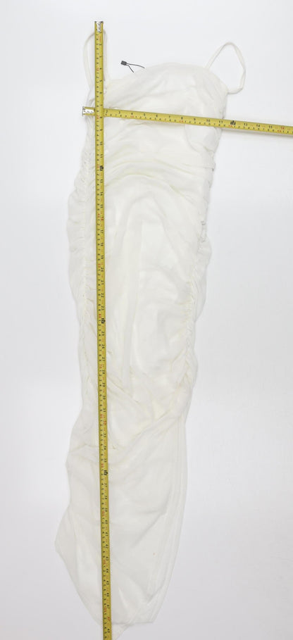 Femme Luxe Women’s White Size 8 Midi Ruched Bodycon Dress