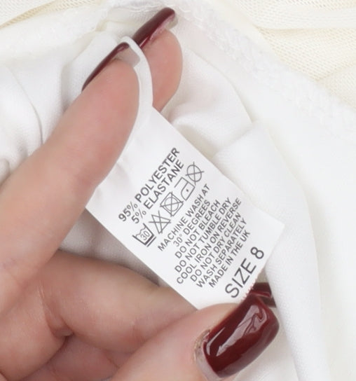 Femme Luxe Women’s White Size 8 Midi Ruched Bodycon Dress