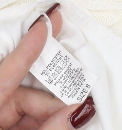 Femme Luxe Women’s White Size 8 Midi Ruched Bodycon Dress