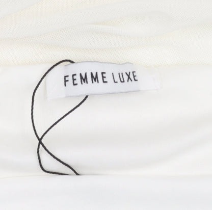 Femme Luxe Women’s White Size 8 Midi Ruched Bodycon Dress