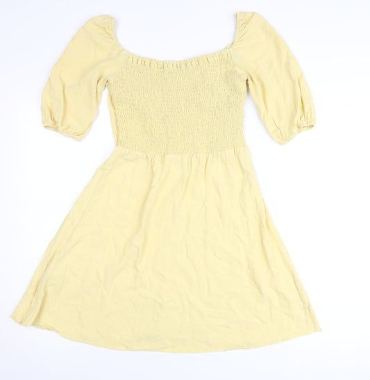 Nobody's Child Women’s Yellow A-Line Puff Sleeve Dress Size 8