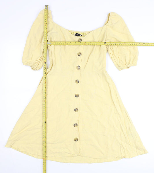 Nobody's Child Women’s Yellow A-Line Puff Sleeve Dress Size 8