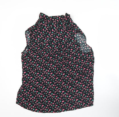 Next Women’s Black Fruit Print Sleeveless Viscose Blouse Size 14