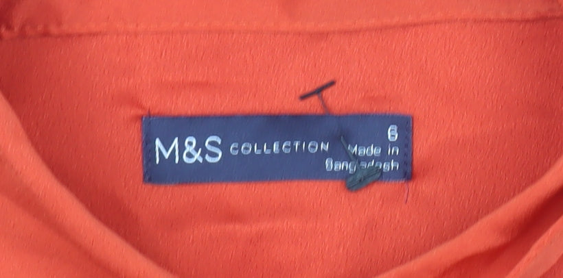 Marks and Spencer Womens Orange Size 6 Button-Up Long Sleeve Shirt