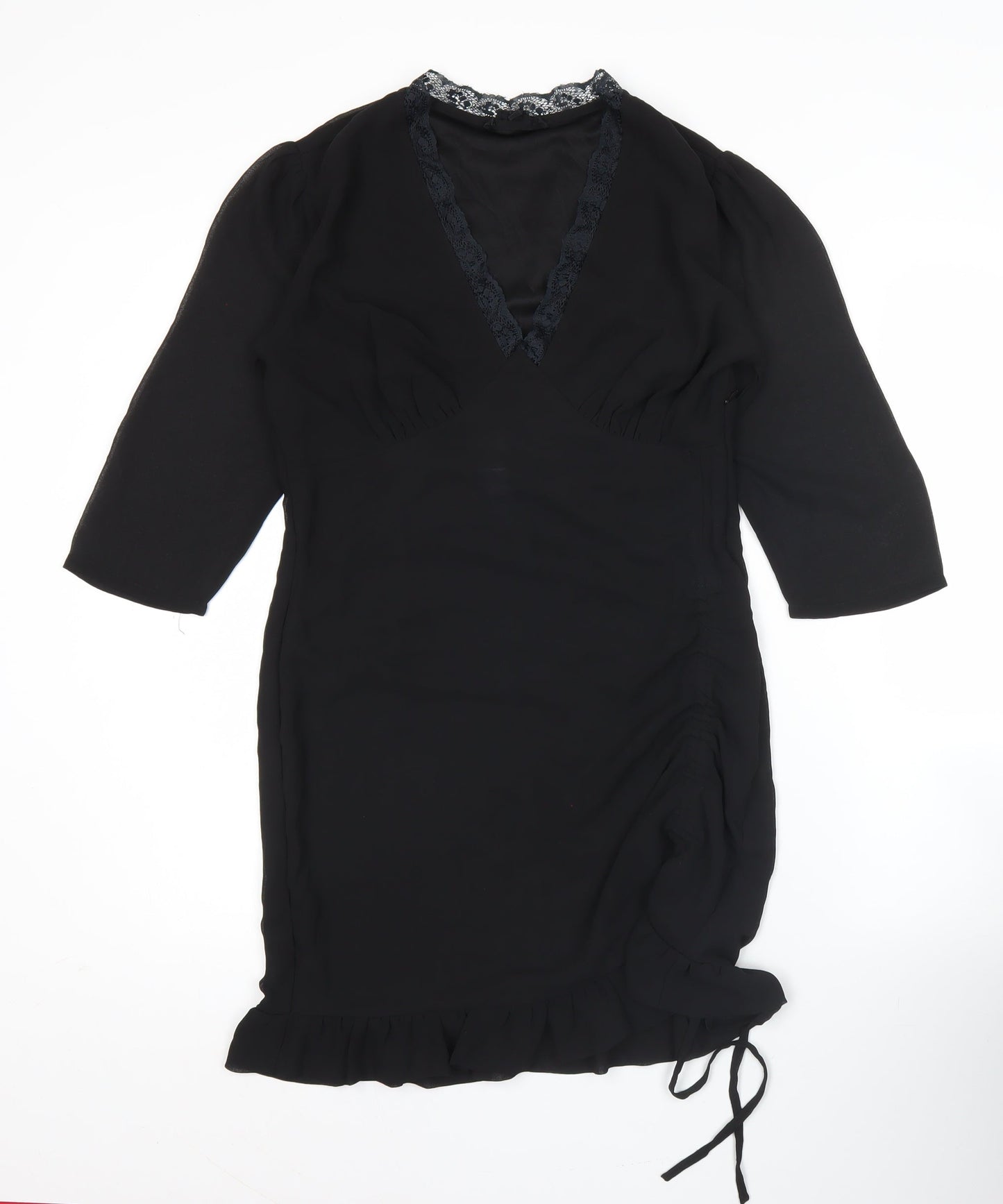 Wednesday's Girl Women's Black Bodycon Knee Length Dress Size S Lace Detail