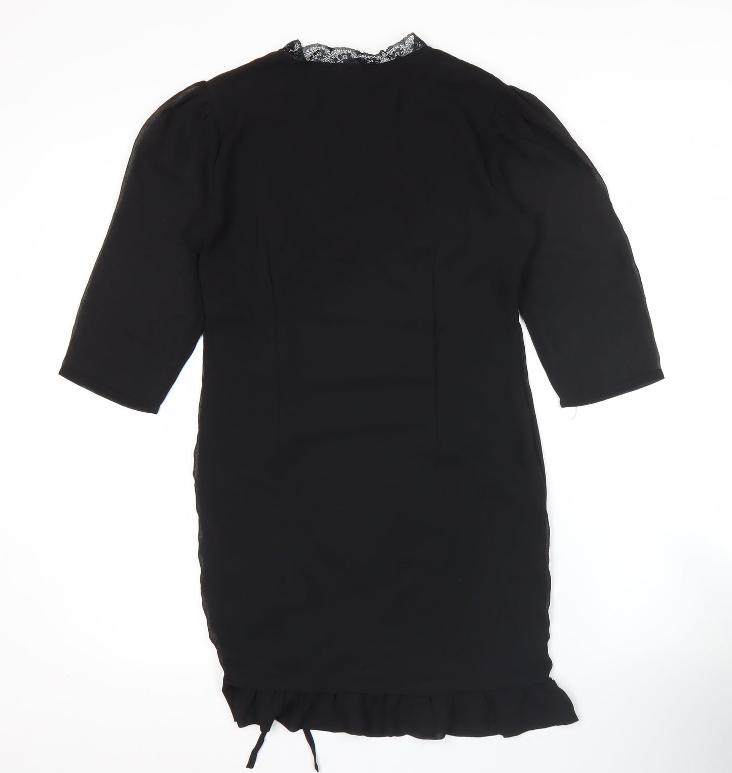 Wednesday's Girl Women's Black Bodycon Knee Length Dress Size S Lace Detail