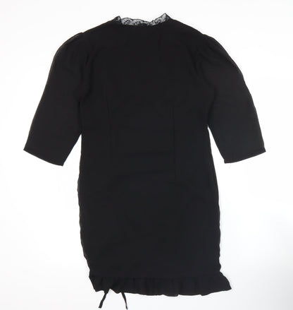 Wednesday's Girl Women's Black Bodycon Knee Length Dress Size S Lace Detail