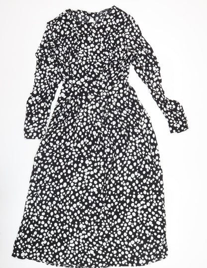 Zara Women’s Black Polka Dot Midi A-Line Dress Size S