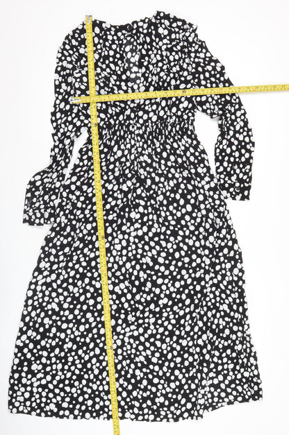 Zara Women’s Black Polka Dot Midi A-Line Dress Size S