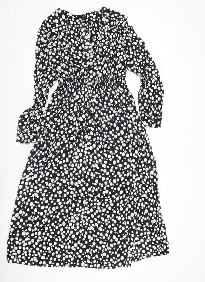 Zara Women’s Black Polka Dot Midi A-Line Dress Size S