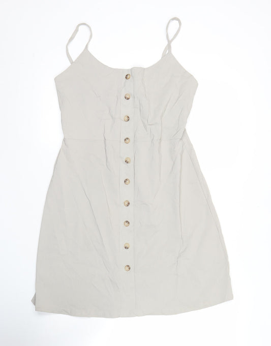 Missguided Women’s Beige Size 12 Pinafore Button Dress