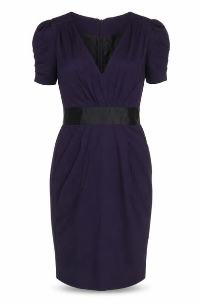 Next Petite Women’s Purple Sheath Dress Size 8 Short Sleeve Knee Length