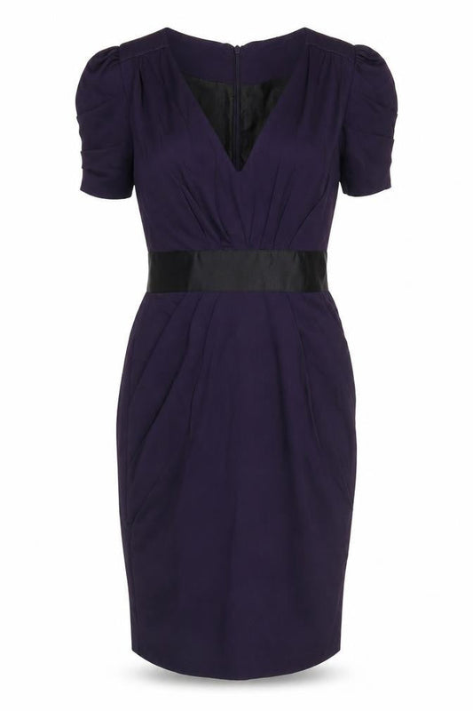 Next Petite Women’s Purple Sheath Dress Size 8 Short Sleeve Knee Length