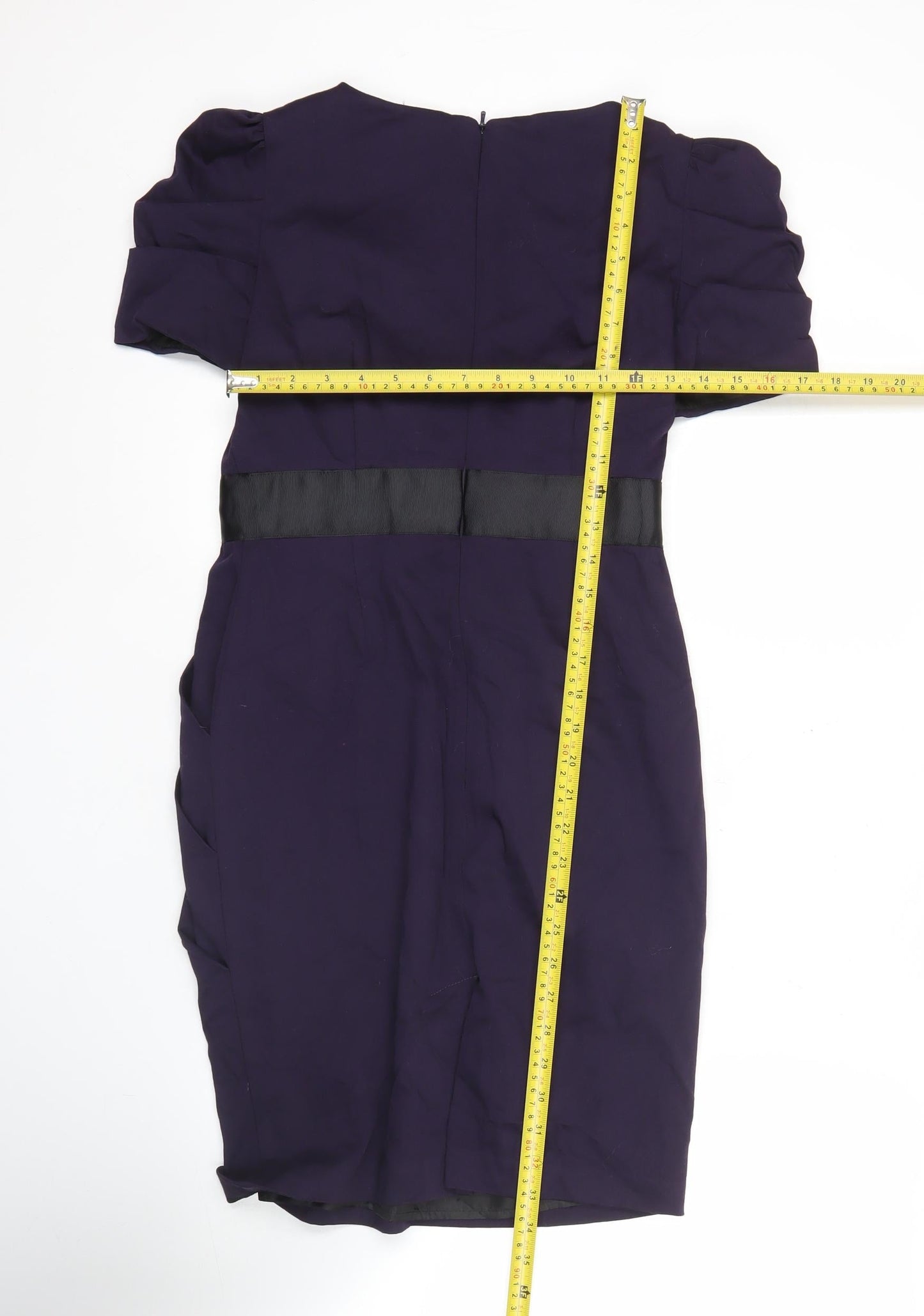 Next Petite Women’s Purple Sheath Dress Size 8 Short Sleeve Knee Length