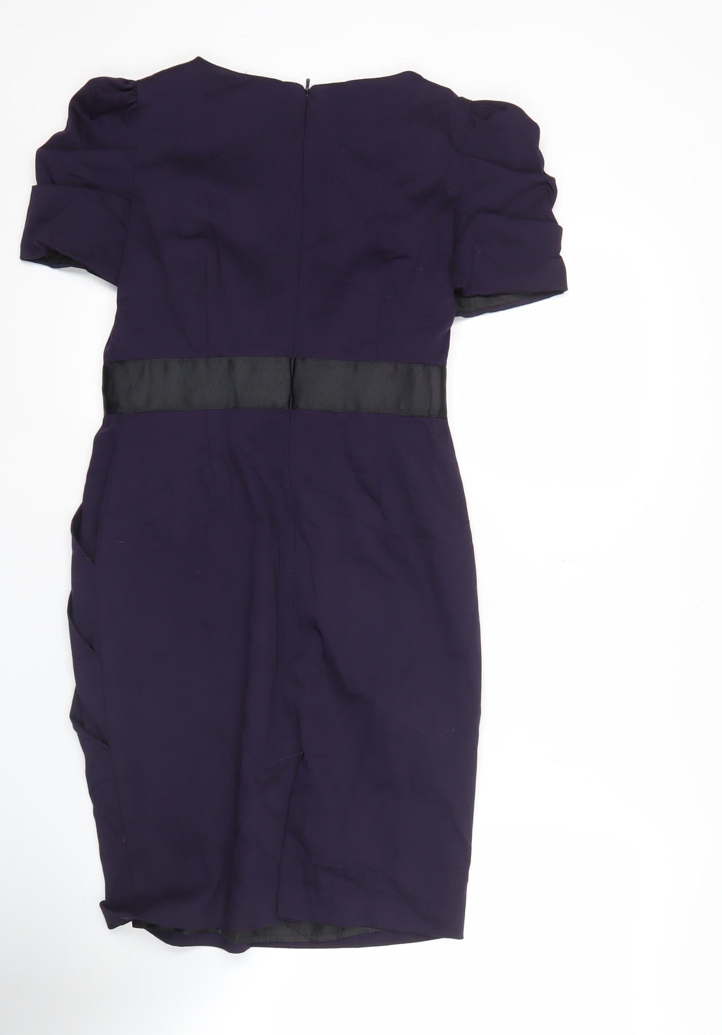 Next Petite Women’s Purple Sheath Dress Size 8 Short Sleeve Knee Length