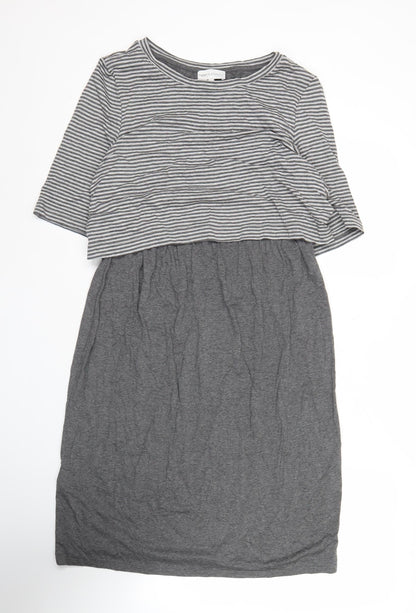 Next Maternity Women’s Grey Striped Shift Dress Size 12 Knee Length