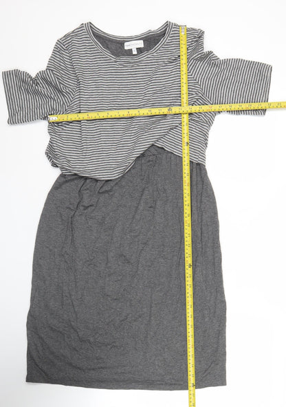 Next Maternity Women’s Grey Striped Shift Dress Size 12 Knee Length