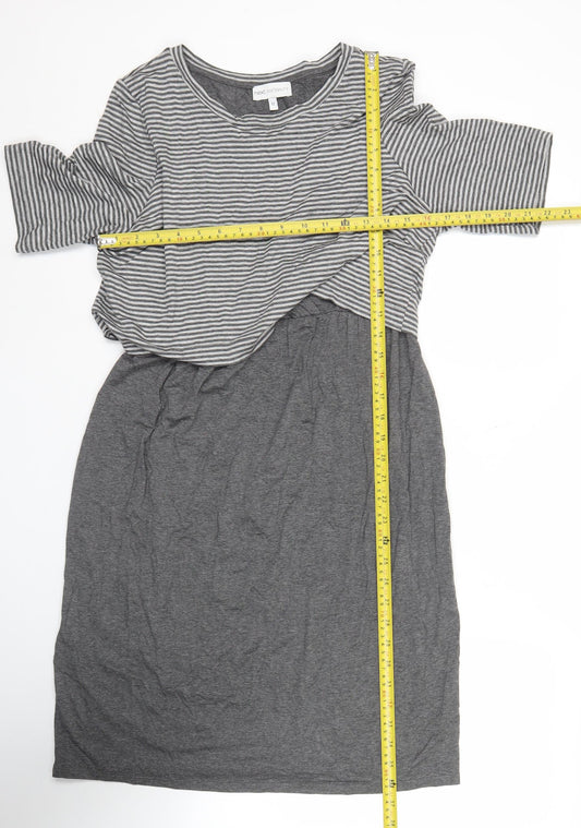Next Maternity Women’s Grey Striped Shift Dress Size 12 Knee Length