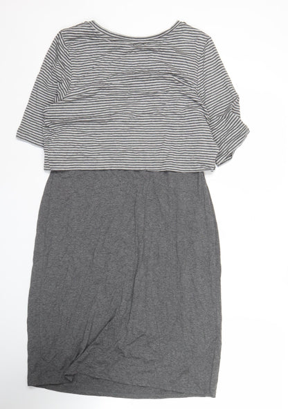 Next Maternity Women’s Grey Striped Shift Dress Size 12 Knee Length