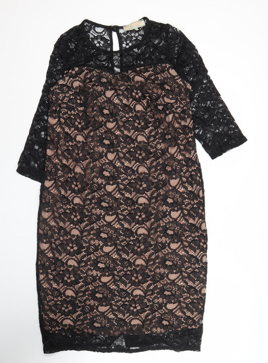 Dorothy Perkins Women's Black Lace Bodycon Dress Size 18