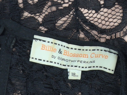 Dorothy Perkins Women's Black Lace Bodycon Dress Size 18