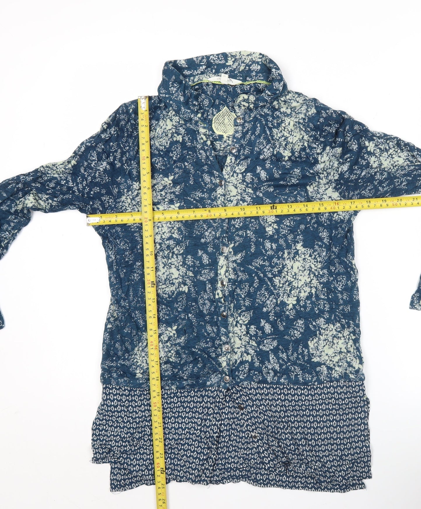 White Stuff Womens Blue Floral Linen Viscose Tunic Shirt Size 10