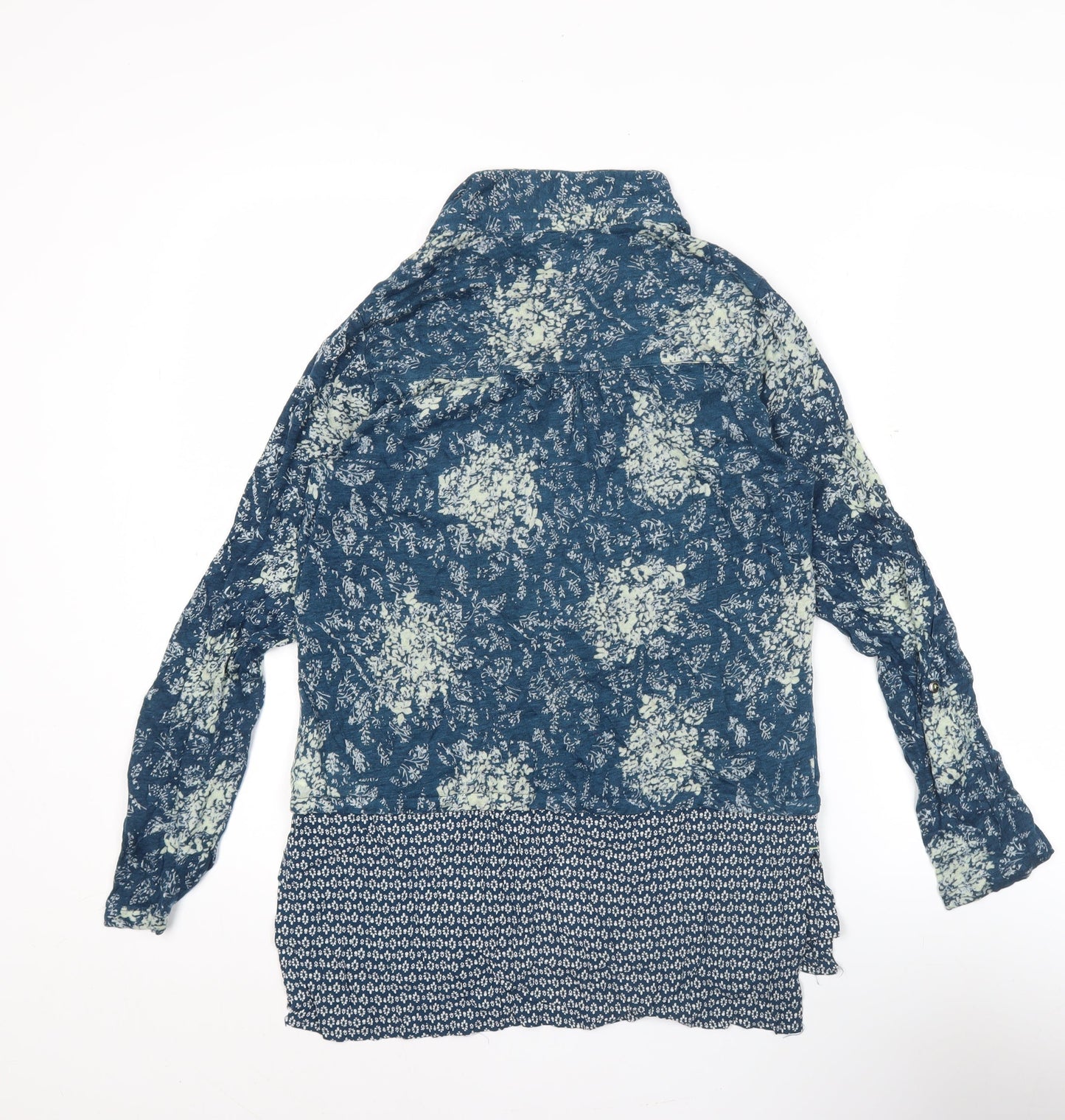 White Stuff Womens Blue Floral Linen Viscose Tunic Shirt Size 10