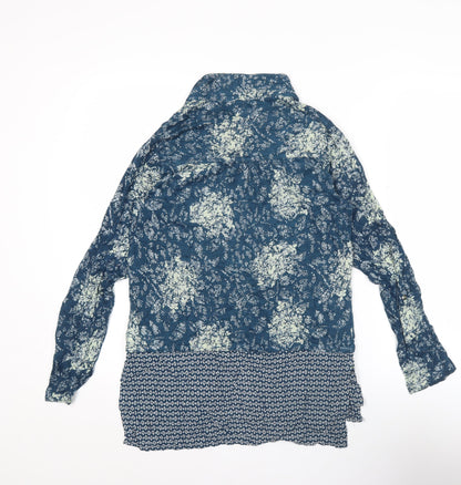 White Stuff Womens Blue Floral Linen Viscose Tunic Shirt Size 10