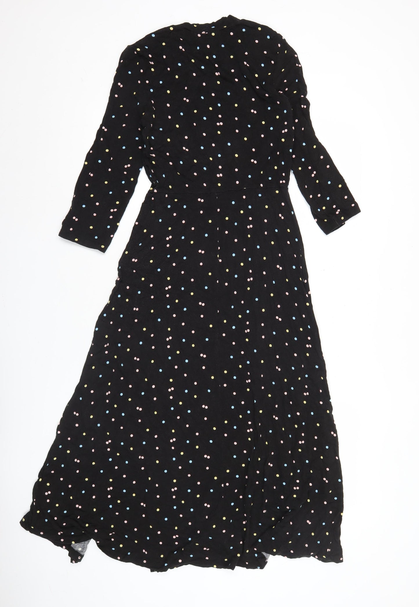 Dorothy Perkins Women’s Black Polka Dot Maxi Dress Size 8 Long Sleeve